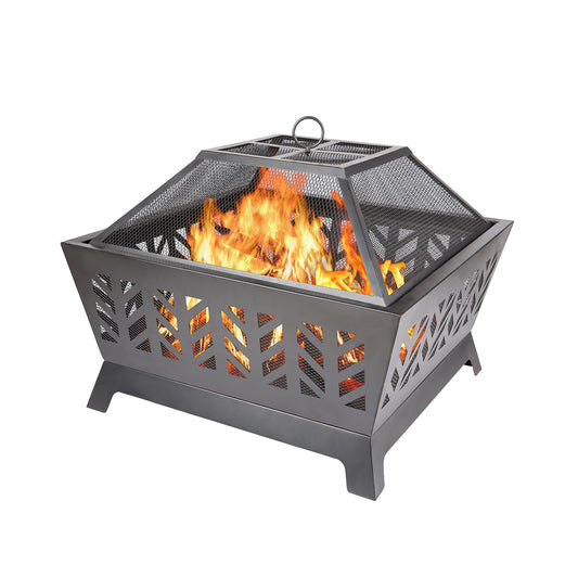 1st Choice Modern Durable Versatile Outdoor 25.98" Square Iron Fire Pit