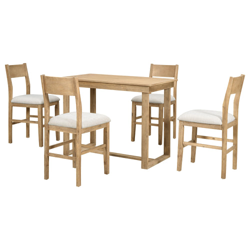 1st Choice Farmhouse Rustic Counter Height 5-Piece Dining Table Set