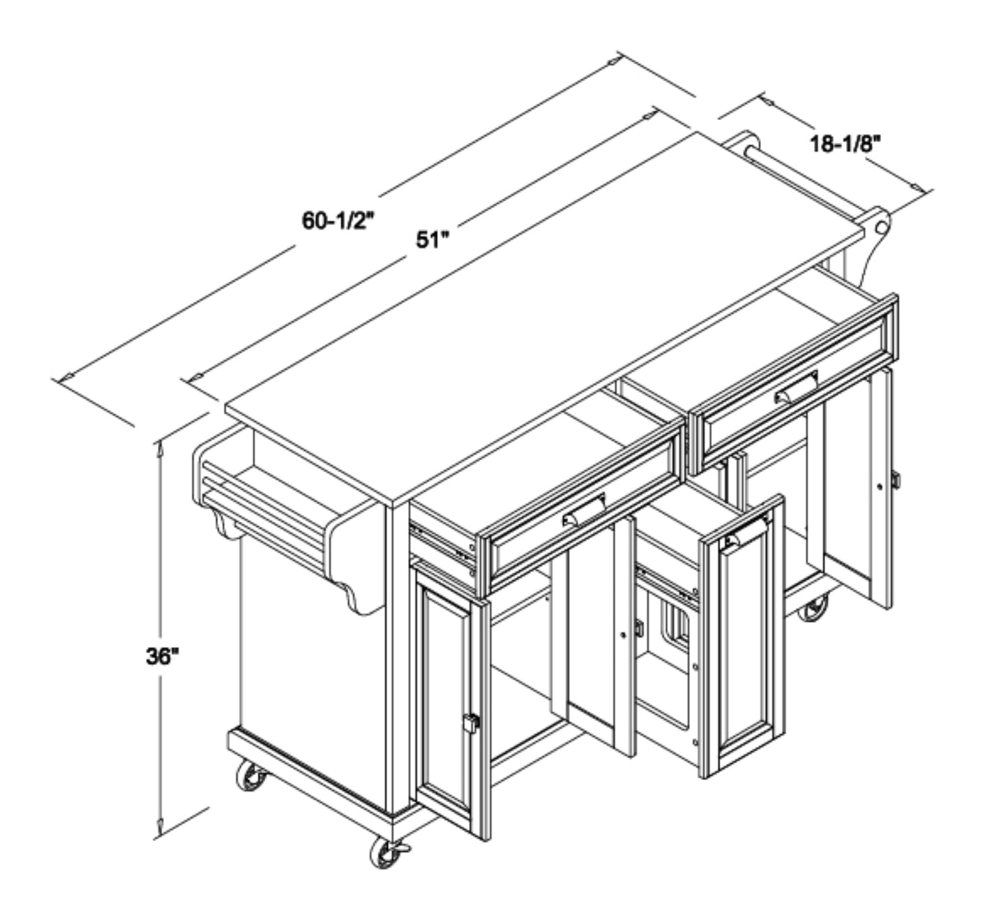 1st Choice Cambridge Natural Wood Top Kitchen Island with Storage