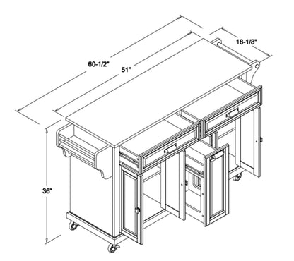1st Choice Cambridge Natural Wood Top Kitchen Island with Storage
