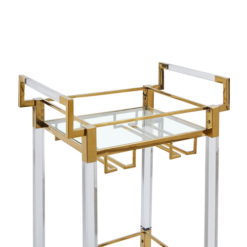 1st Choice Modern Chrome Bar Serving Cart Tempered Glass Metal Frame