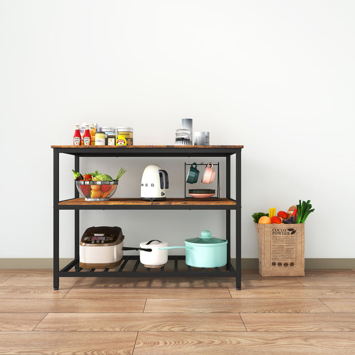 1st Choice Industrial Kitchen Island Shelf Large Worktop - Rustic Brown