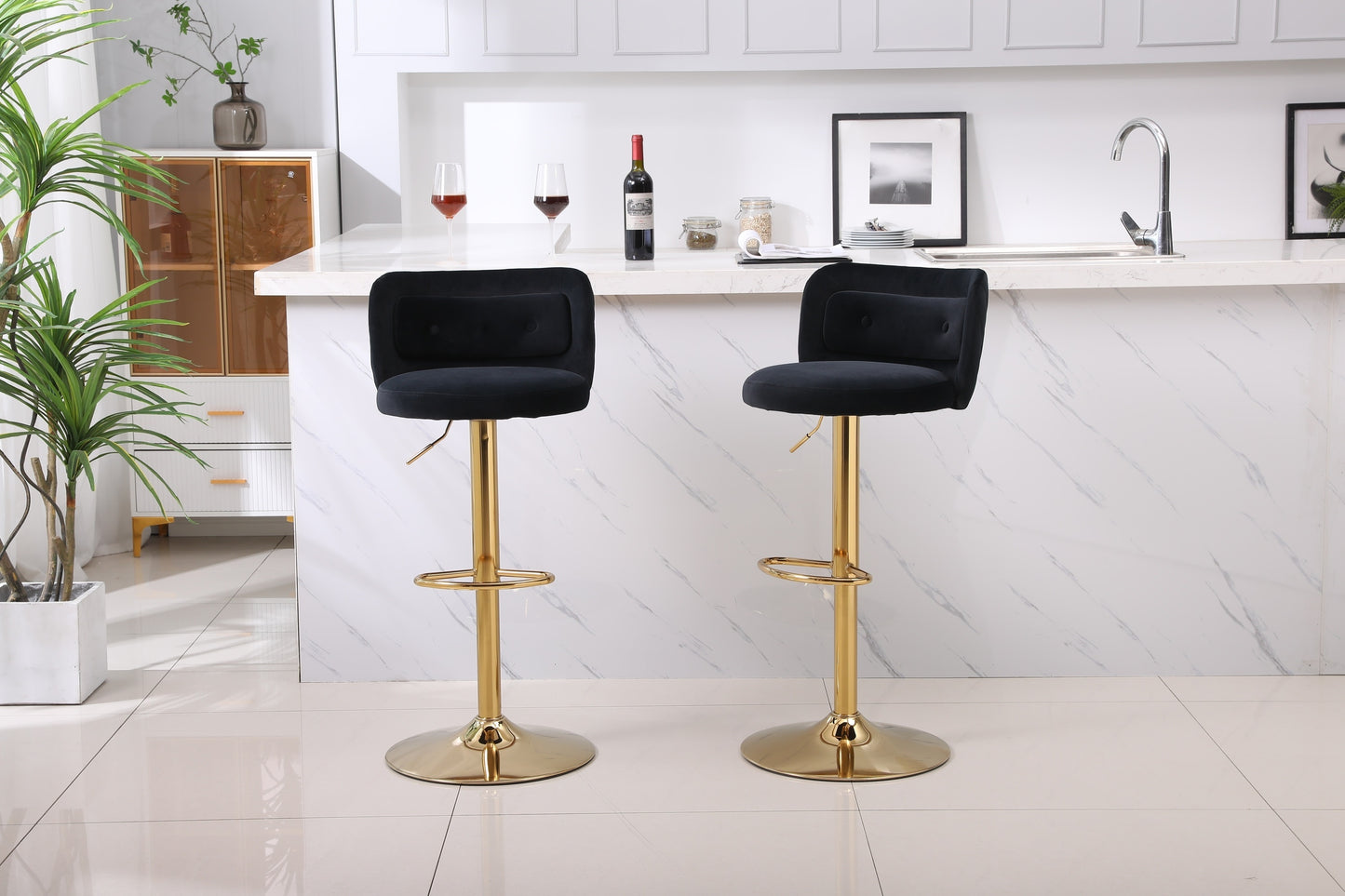 1st Choice Moder Swivel Velvet Counter Barstools Bar Height - Set of 2