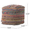 1st Choice Madrid Handcrafted Boho Fabric Pouf in Sage and Multi-Color