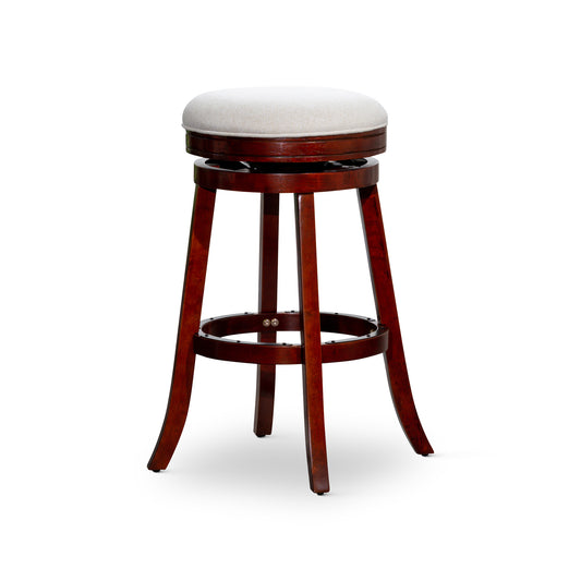 1st Choice Modern 30" Bar Stool Cherry Finish in Beige Fabric Seat