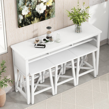 1st Choice Farmhouse Counter Height 4-Piece Dining Table Set in White