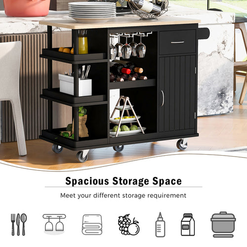 1st Choice Multipurpose Kitchen Cart Cabinet with Side Storage Shelves