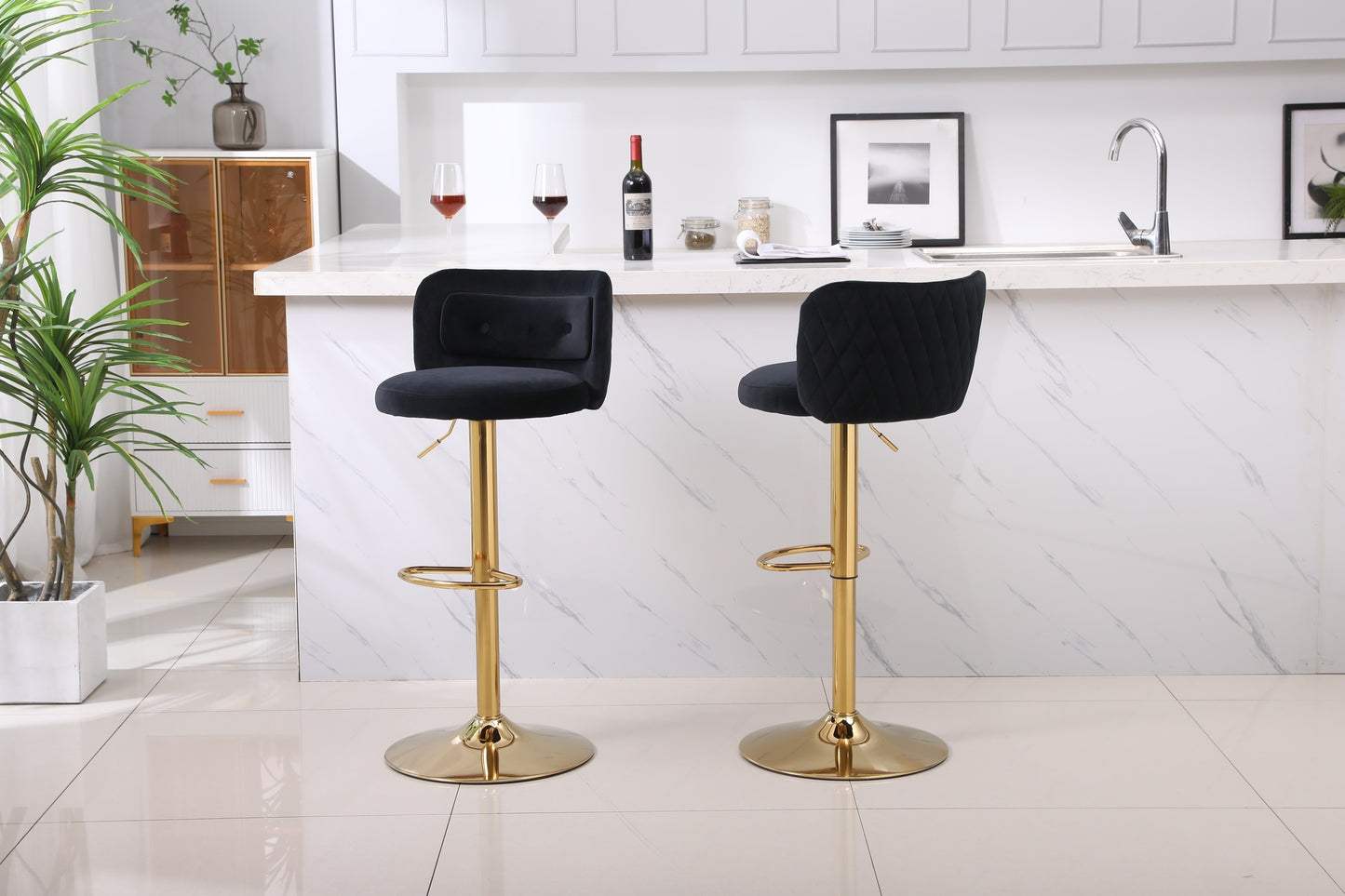 1st Choice Moder Swivel Velvet Counter Barstools Bar Height - Set of 2