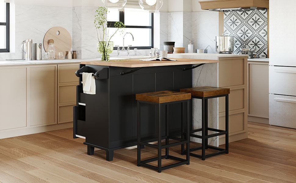 1st Choice Modern Farmhouse Kitchen Island Set with Storage Cabinet