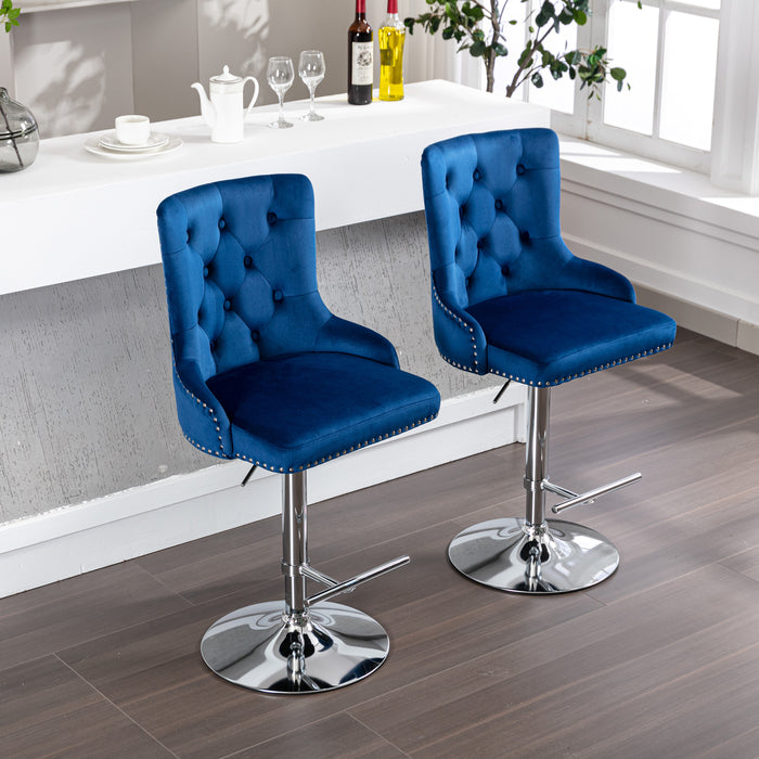 1st Choice Model Swivel Velvet Barstools Adjustable Seat Height