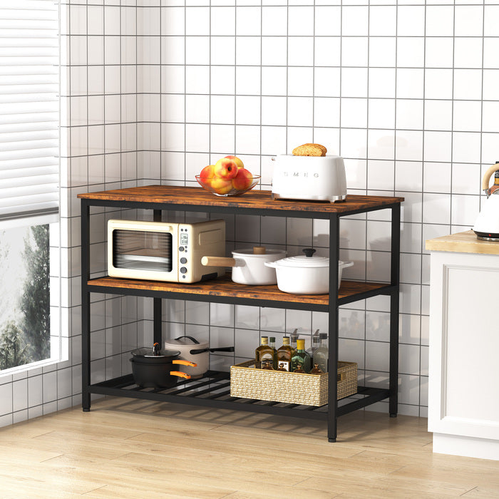 1st Choice Industrial Kitchen Island Shelf Large Worktop - Rustic Brown