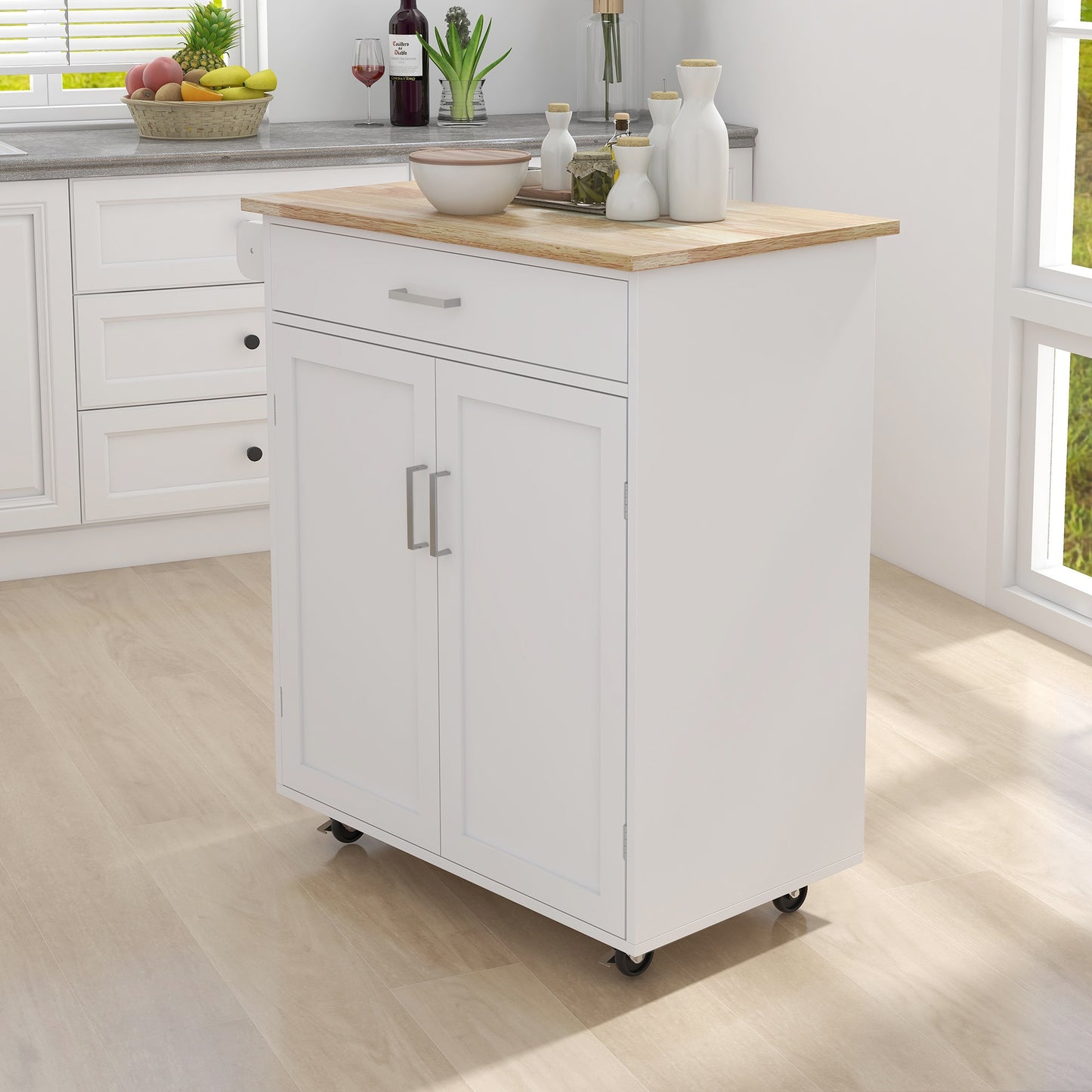 1st Choice Modern Kitchen Island Rolling Trolley Cart With Towel Rack