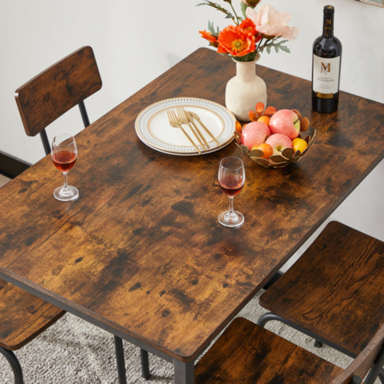 1st Choice Modern Dining Table and Chair Set With Curved Back in Rustic Brown