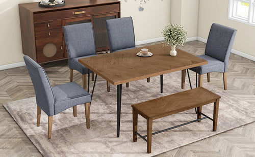 1st Choice Modern & Rustic 6-Piece Dining Set - Elegant Chairs, Sturdy Table