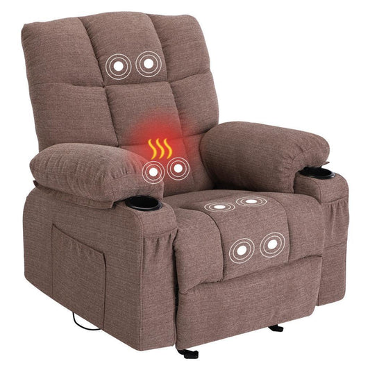 1st Choice Recliner Chair Massage Heating sofa with USB in Brown
