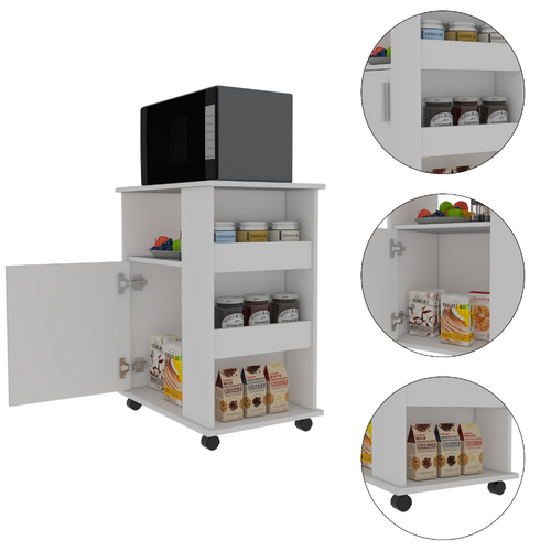 1st Choice 2-Pc Kitchen Set Island Microwave Pantry Cabinet in White