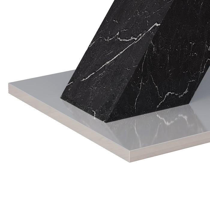 1st Choice Modern Square Stretchable Dining Table in White Marble