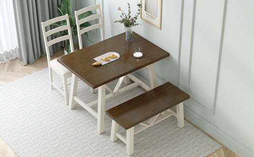 1st Choice Farmhouse 4-Piece Dining Table Set - Solid Wood, Small Spaces