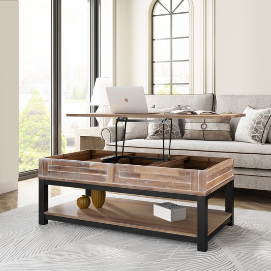 1st Choice U-style Lift Top Coffee Table with Inner Storage  Space and Shelf