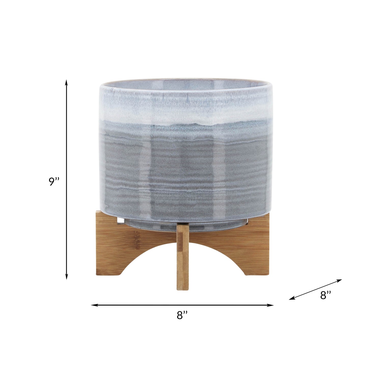 1st Choice Stylish Elegant Ceramic 8" Planter on Stand in Blue Fade