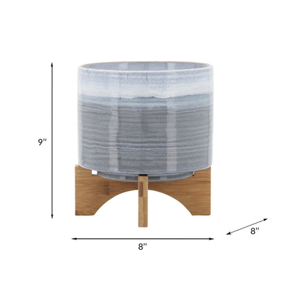 1st Choice Stylish Elegant Ceramic 8" Planter on Stand in Blue Fade