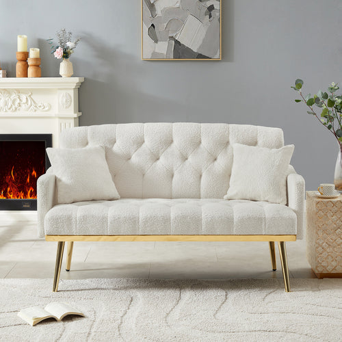 1st Choice Contemporary Cream White Teddy Fabric 2 Seater Sofa
