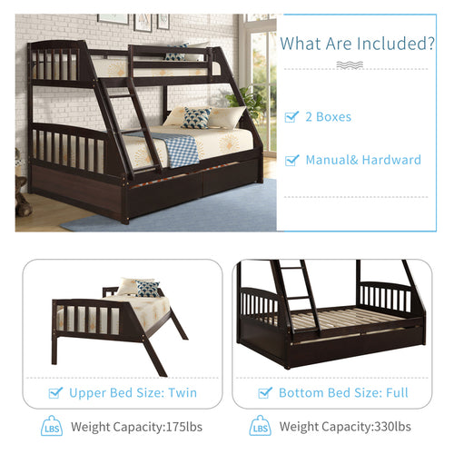 1st Choice Elevate Your Sleep with the Espresso Twin Storage Bunk Bed - Solid Pine