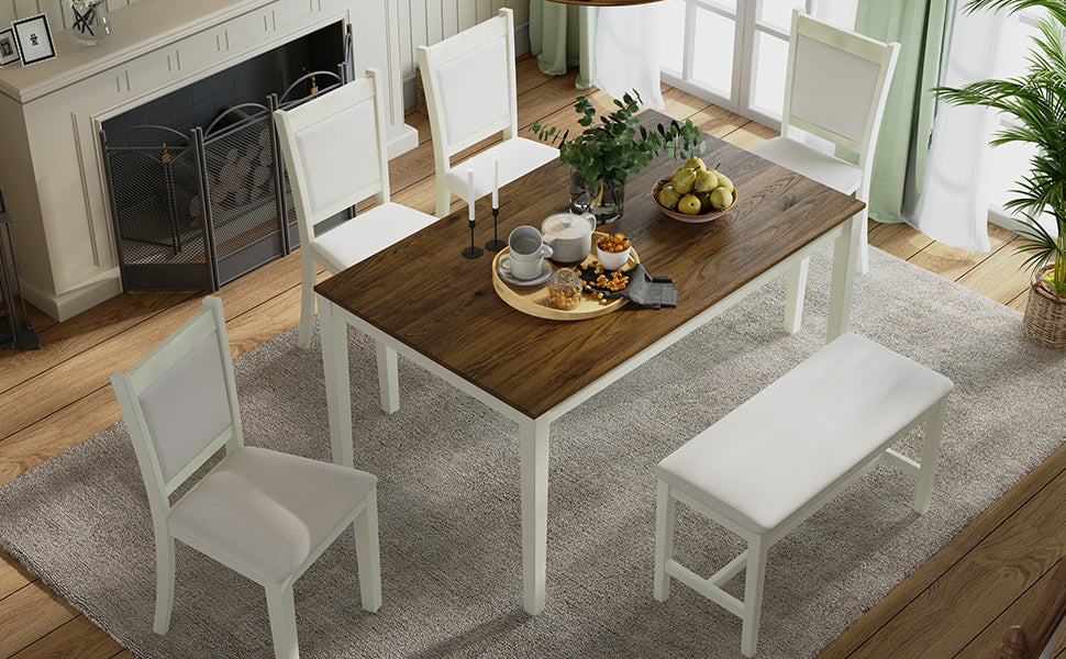 1st Choice Contemporary Rustic Solid Wood Dining Table Set in Brown
