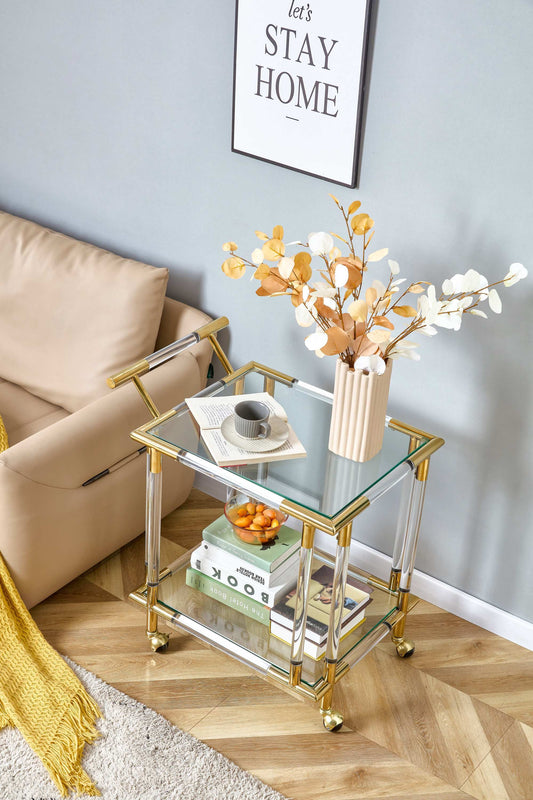 1st Choice Golden Kitchen Mobile Bar Cart Serving Wine Rack with Wheels