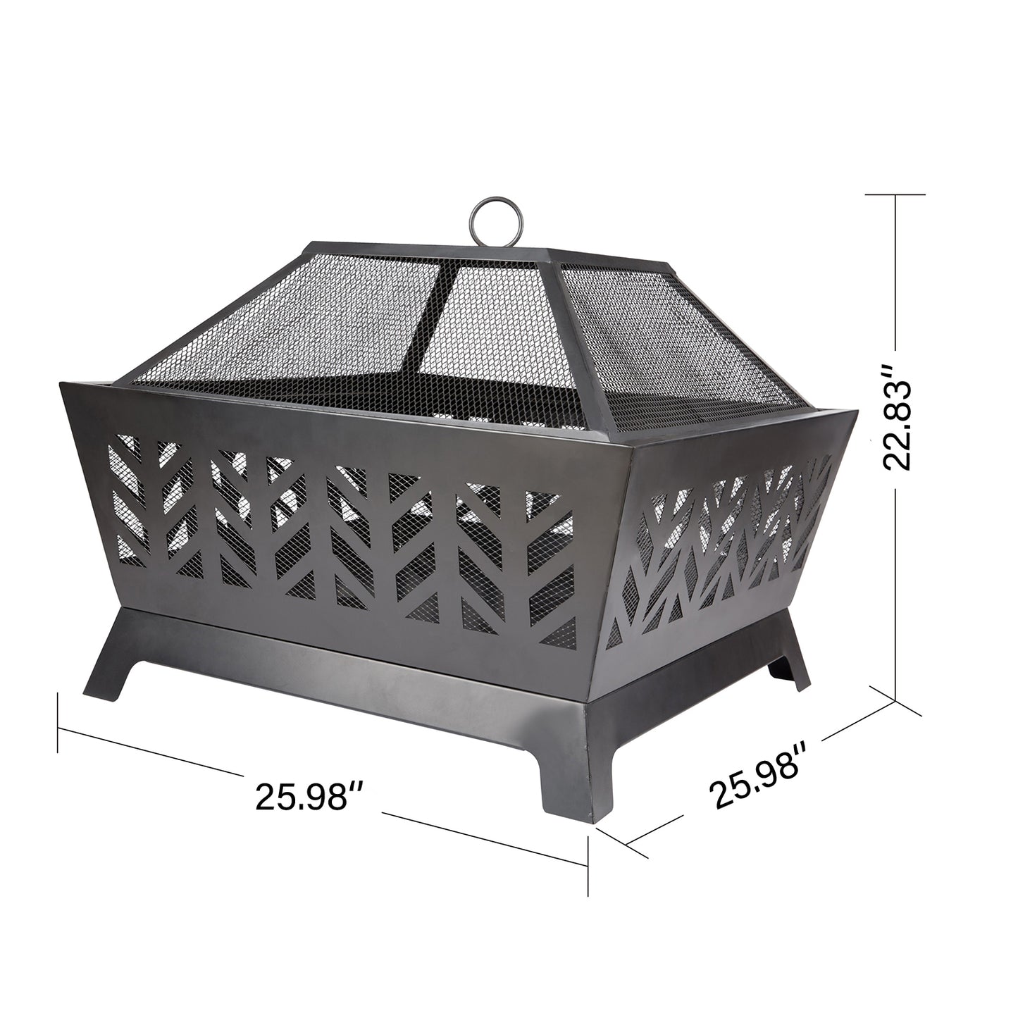 1st Choice Modern Durable Versatile Outdoor 25.98" Square Iron Fire Pit
