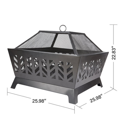 1st Choice Modern Durable Versatile Outdoor 25.98" Square Iron Fire Pit