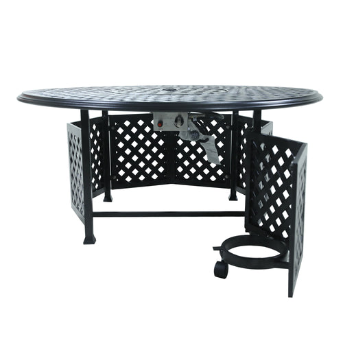 1st Choice 53" Round Aluminum Propane Gas Firepit Table in Espresso Brown