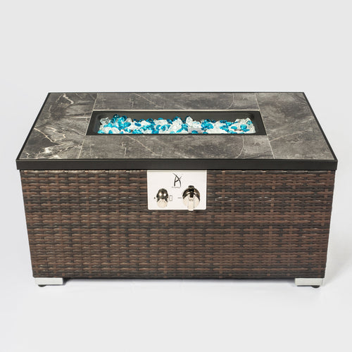 1st Choice Outdoor Fire Table  Propane Fire Pit Rattan Gas Fire Table