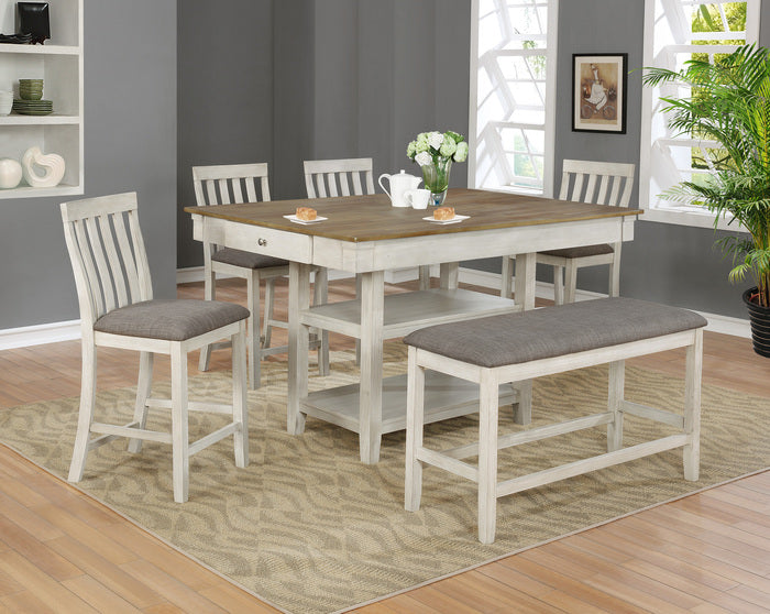 1st Choice Vintage Brown and White Dining Set with Generous Dimensions