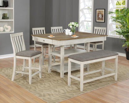 1st Choice Vintage Brown and White Dining Set with Generous Dimensions