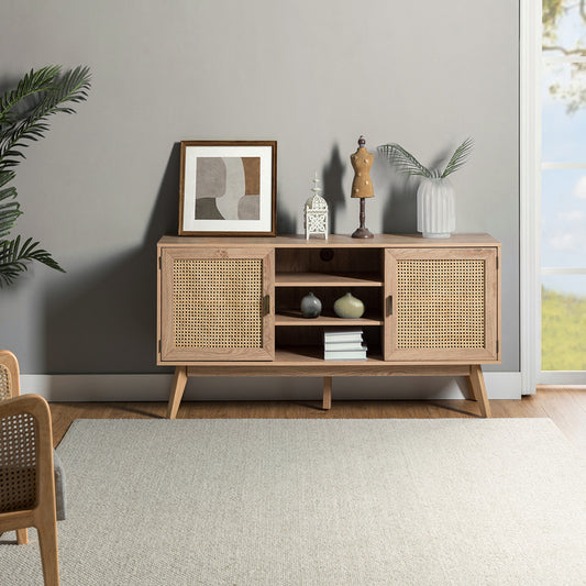 1st Choice Modern Solid Wood TV Stand for TVs up to 65" with Two Doors