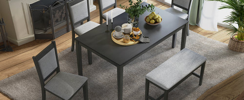 1st Choice Rustic Solid Wood Dining Table Set - Grey Farmhouse Furniture