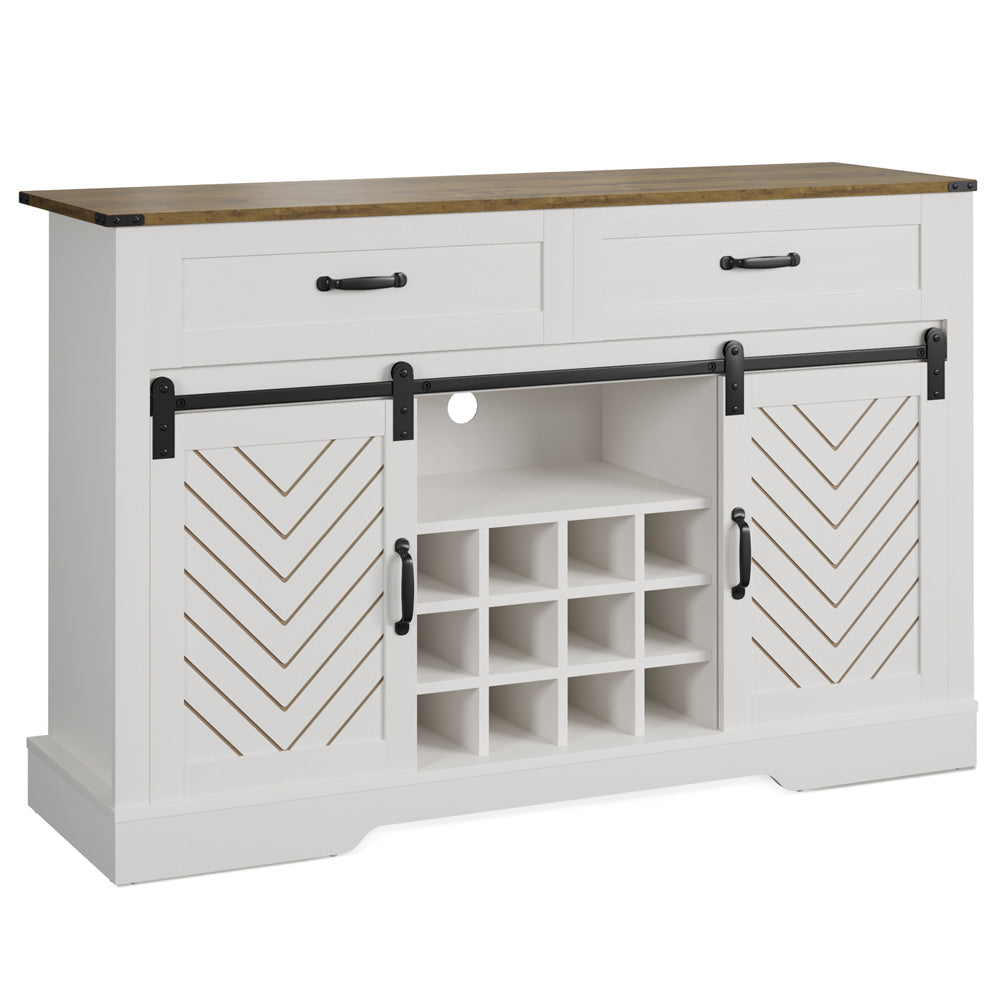 1st Choice Modern Barn Door Bar White Sideboard Storage Cabinet