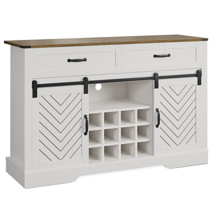 1st Choice Modern Barn Door Bar White Sideboard Storage Cabinet