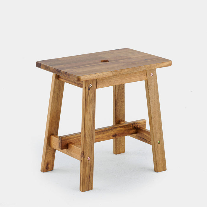 1st Choice Acacia Wood Stool Rectangle End Table in Natural Color