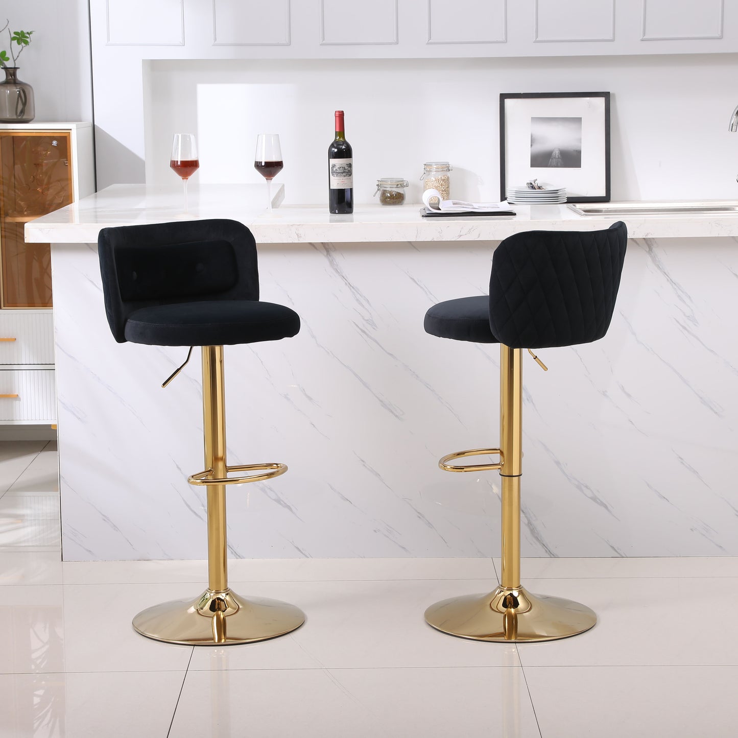 1st Choice Moder Swivel Velvet Counter Barstools Bar Height - Set of 2