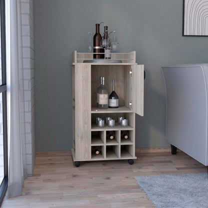1st Choice Fraser Bar Cart with 6 Built-in Wine Rack and Casters in Light Gray