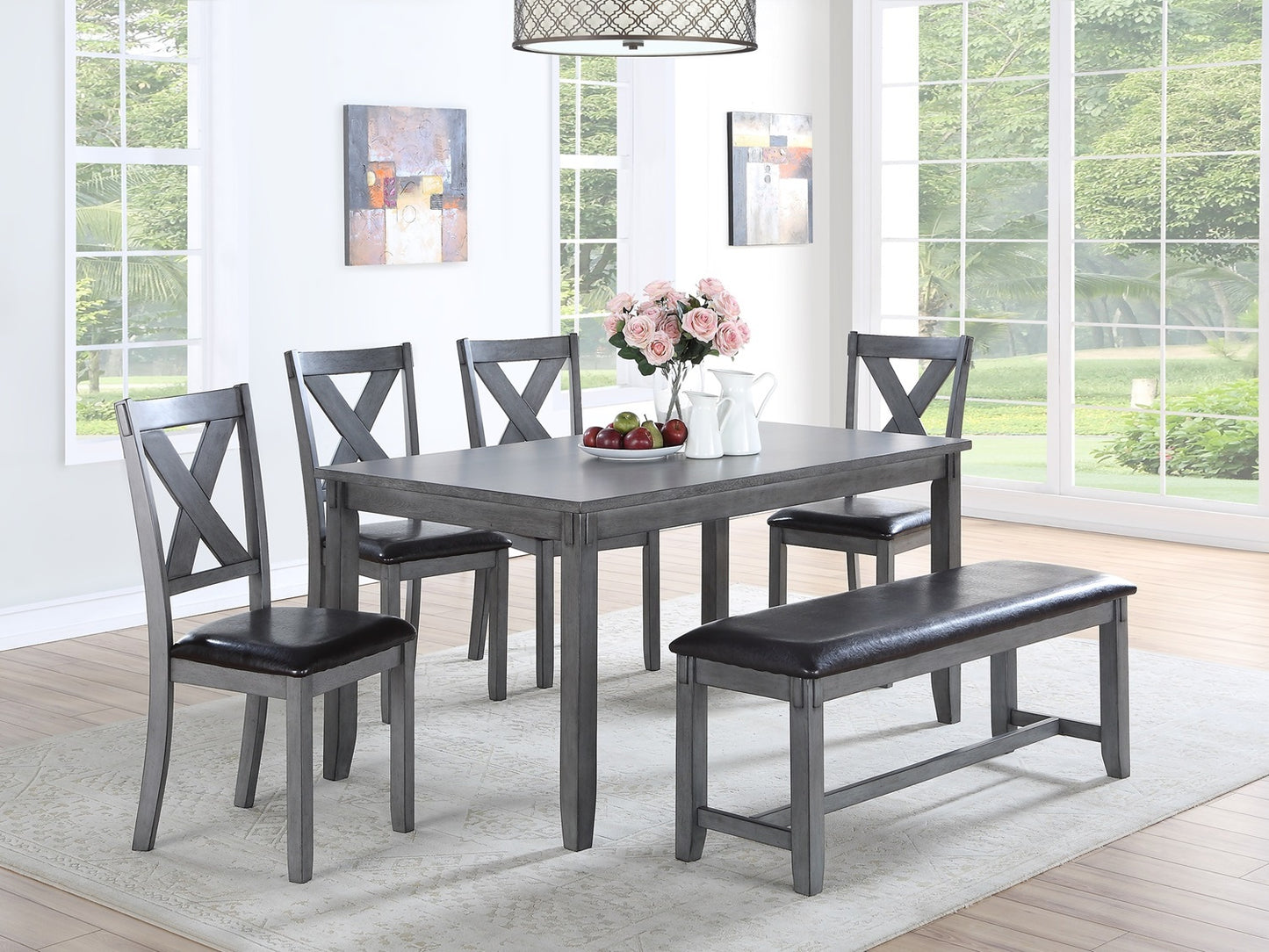 1st Choice Modern Rectangular 6-Piece Dining Table Set Furniture