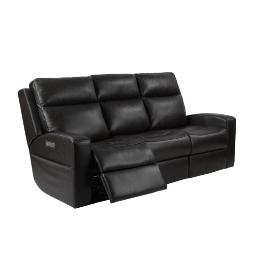1st Choice Luxury Caleb Triple Power Sofa Top Grain Leather in Black