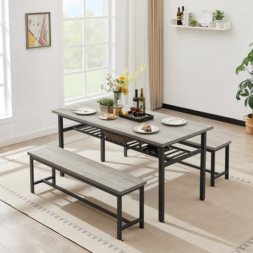 1st Choice Modern 3-Piece Kitchen Table Dining Room Set with 2 Benches