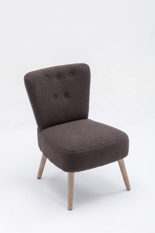 1st Choice Modern Fabric Button Accent Slipper Chair With Wooden Legs