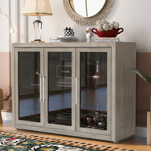 1st Choice Wood Storage Cabinet with Three Tempered Glass Doors in Gray