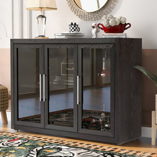 1st Choice Modern Wood Storage Cabinet with Three Tempered Glass Doors