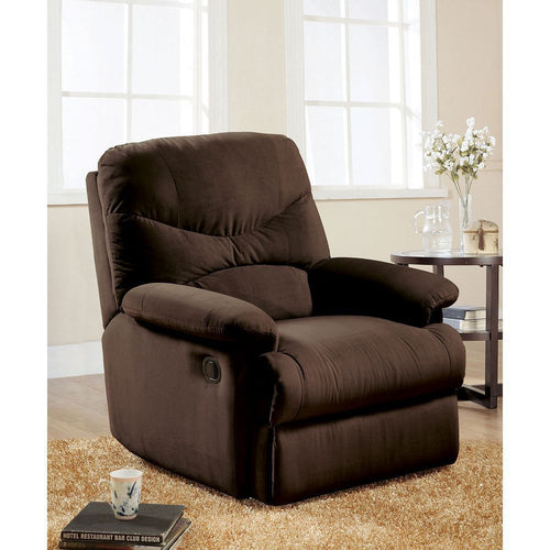 1st Choice Modern Arcadia Microfiber Motion Glider Recliner in Chocolate