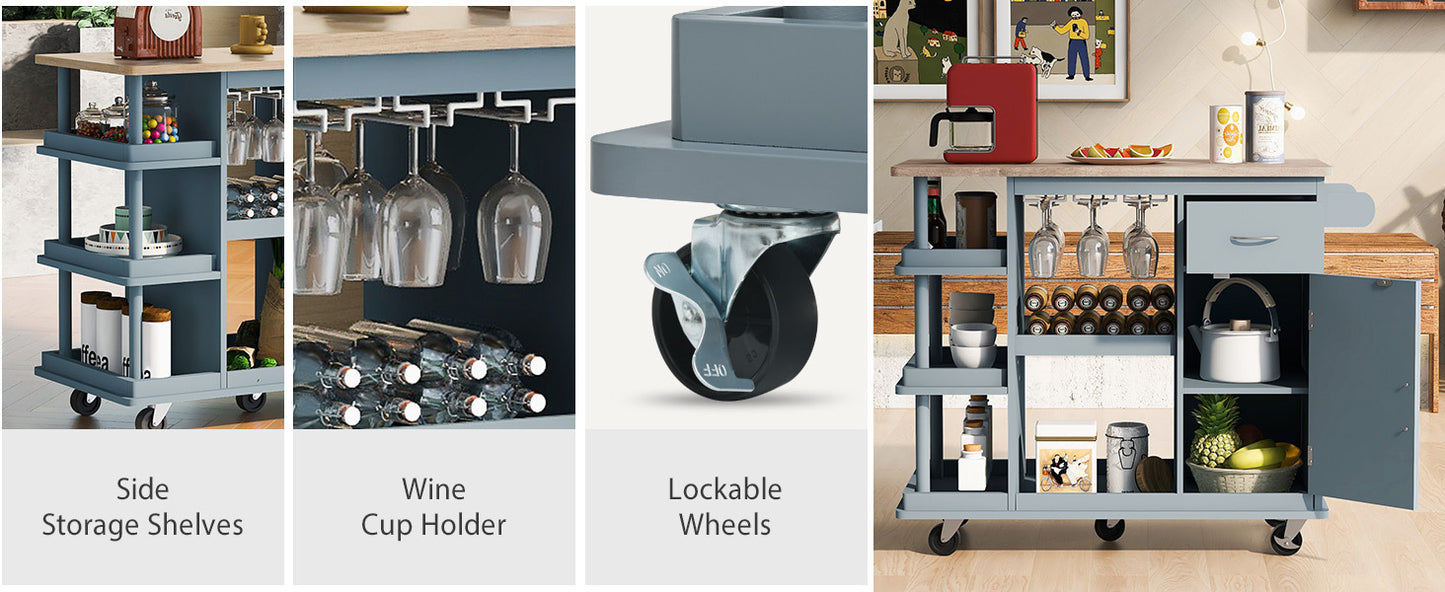 1st Choice Multipurpose Kitchen Cart Cabinet with Side Storage Shelves